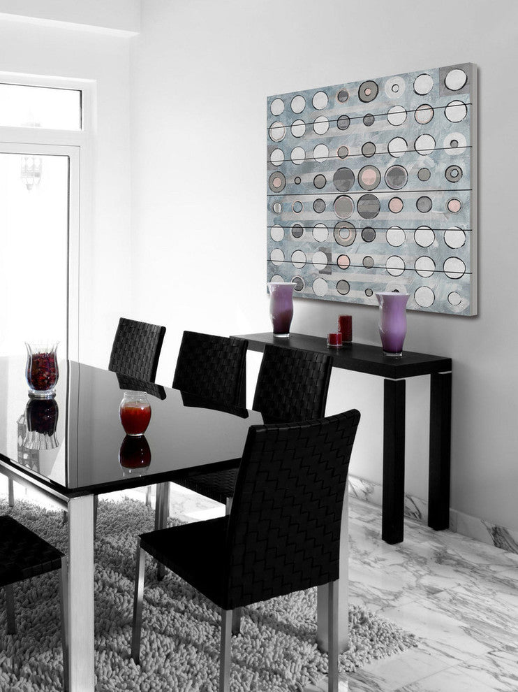 "Uplifting Dots" Painting Print on White Wood