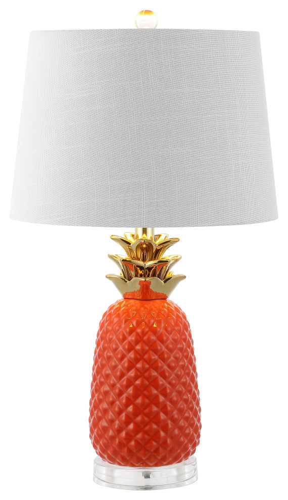 Pineapple 23'' Classic Vintage Ceramic LED Table Lamp, Orange