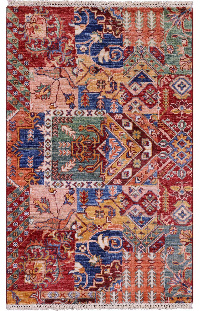 2' 8" X 4' 3" Super Kazak Hand Knotted Wool Rug - Q12769