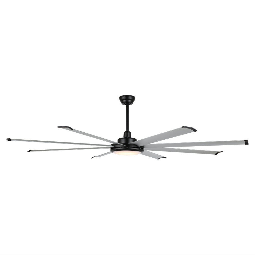 96" 8 Blades Indoor Ceiling Fan, Light Kit, Black and Nickel