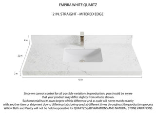 Sonoma 42 Single Sink Reeded Bath Vanity in White 2" Empira White