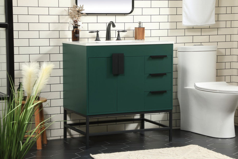 Home Living 22" Modern Green-Light Bathroom Vanity