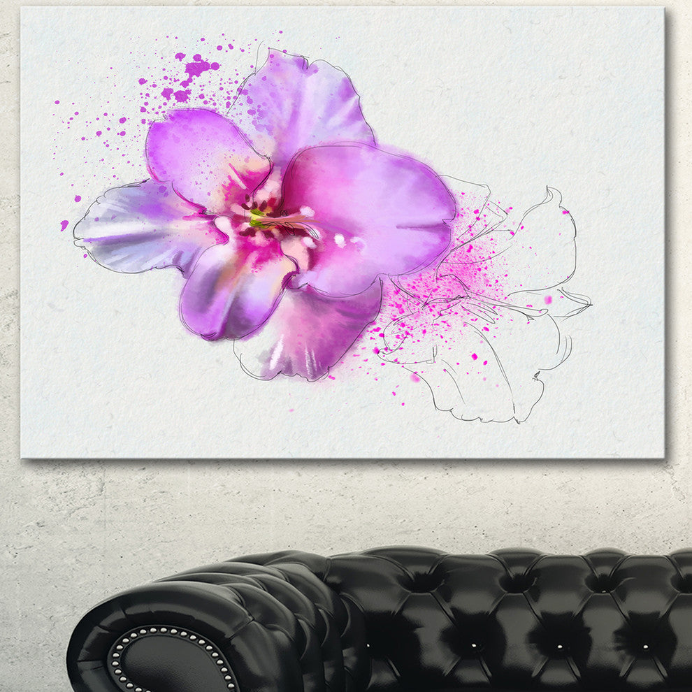 Blooming Pink Fowler Watercolor, Floral Canvas Art print, 40"x30"