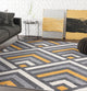 Abani Laguna LAG130A Grey and Yellow Geometric Chevron Area Rug