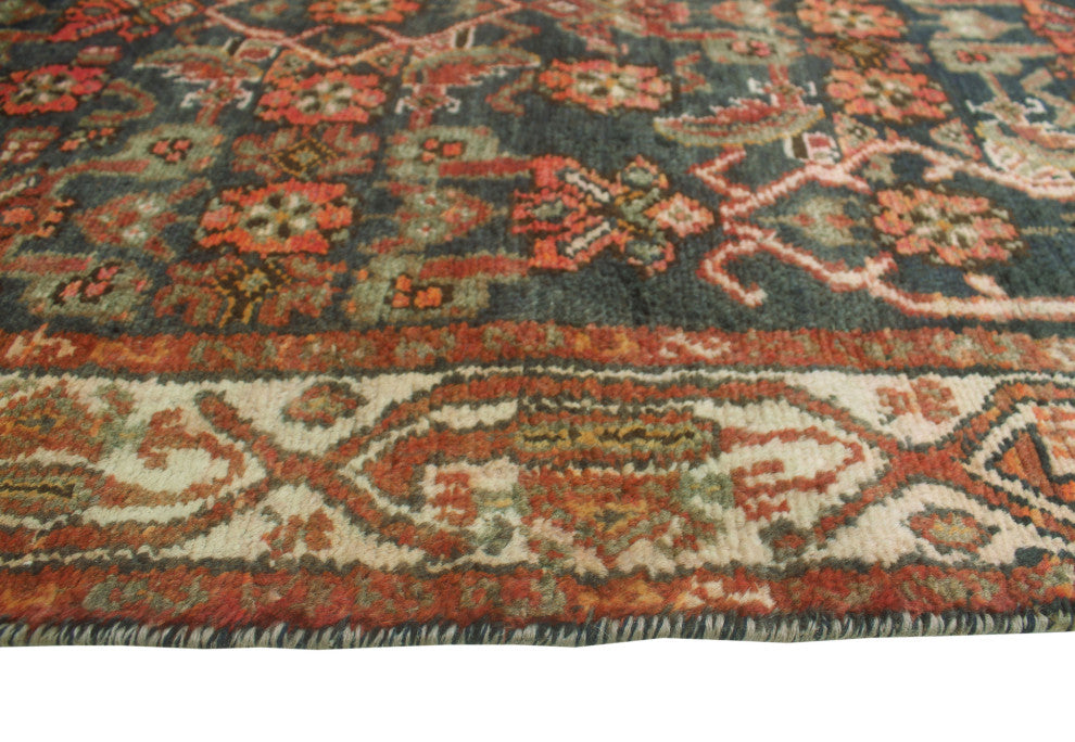 Fine Vintage Distressed Vinsone Navy/Rust Runner, 3'3x9'2