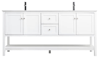72" Double Bathroom Vanity, White