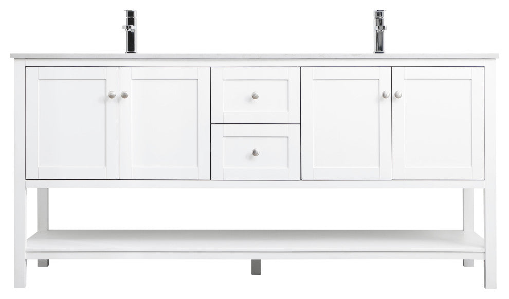 72" Double Bathroom Vanity, White