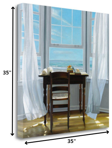 35"Desk With Ocean View 4 Giclee Wrap Canvas Wall Art