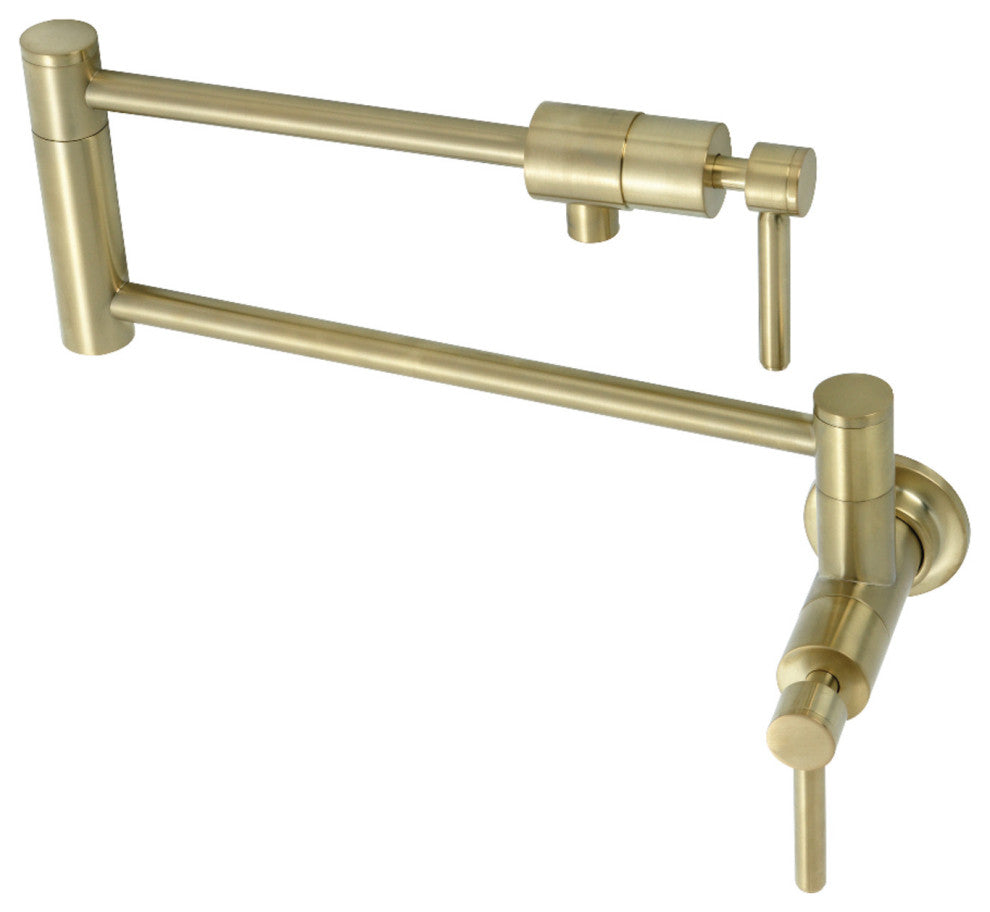 Kingston Brass KS4107DL Concord Wall Mount Pot Filler, Brushed Brass