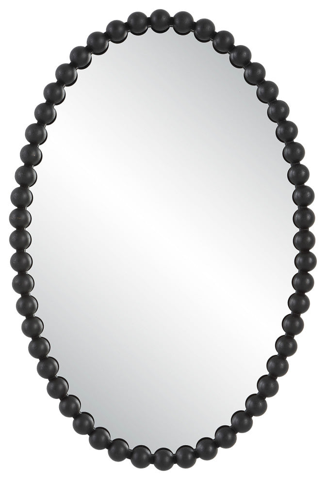 Uttermost 09876 Serna 20" W x 30" H Oval Framed Bathroom Mirror - Matte Black