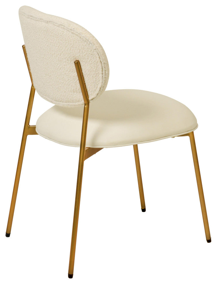 McKenzie Cream Boucle & Vegan Leather Stackable Dining Chair - Set of 2 - Cream