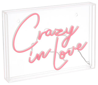 Crazy, Love 14" X 10" Acrylic Box USB Operated LED Neon Light, Red