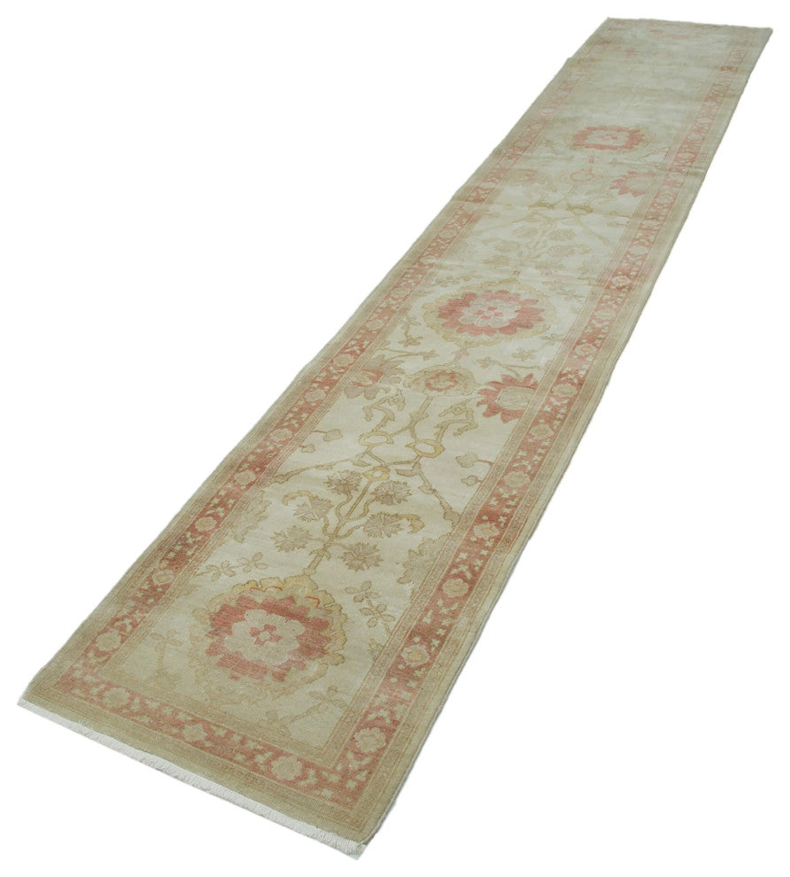 Rug N Carpet - Handmade Oriental 2' 6" x 13' 3" Runner Oushak Area Rug