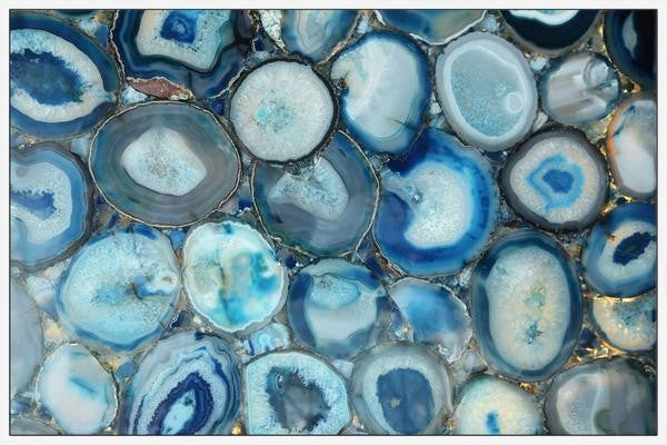 "Blue Geode Bunch" Floater Framed Painting Print on Canvas, 18"x12"