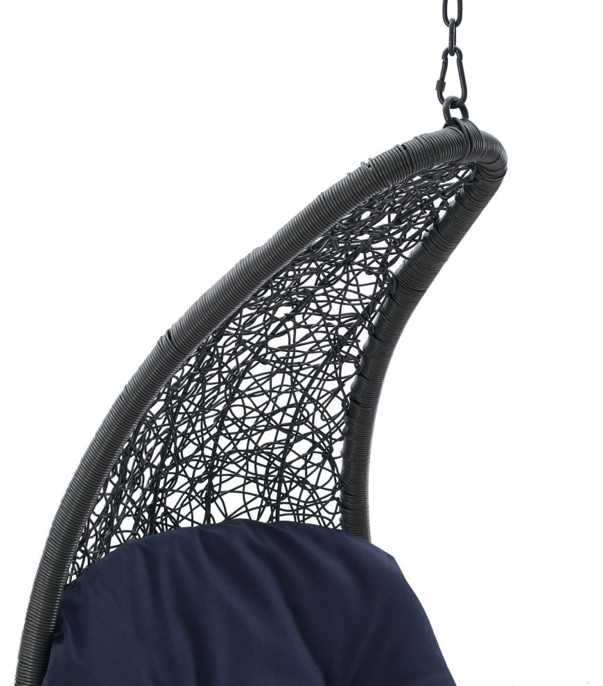 Outdoor Patio Hanging Chaise Lounge Outdoor Patio Swing Chair, Light Gray Navy