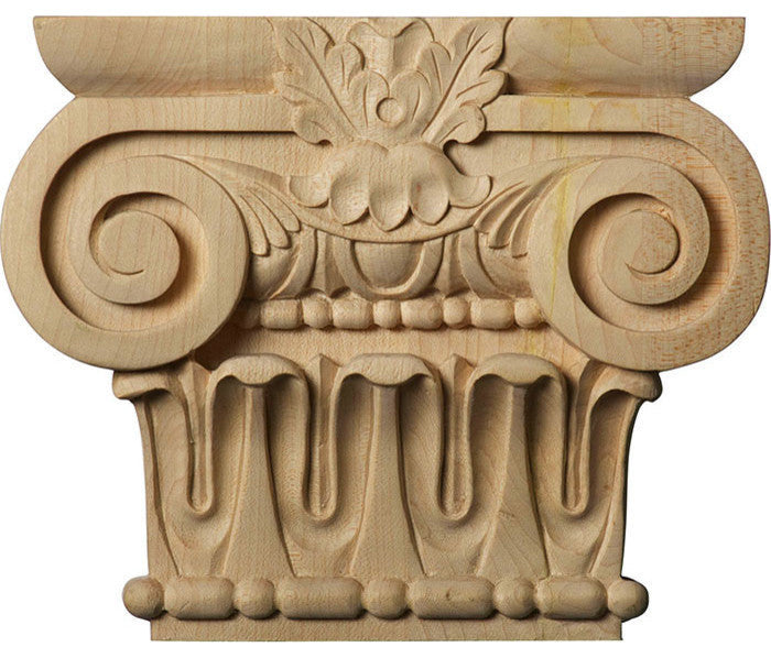 Ionic Carved Wood Capital, Cherry, Large