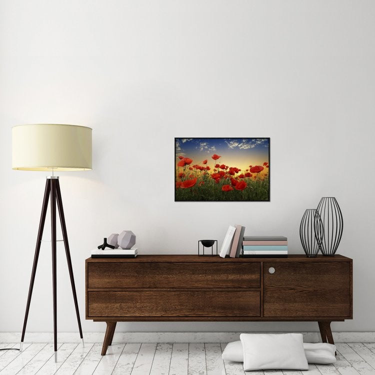 "Poppies" Framed Canvas Giclee by Tais, 31x21"