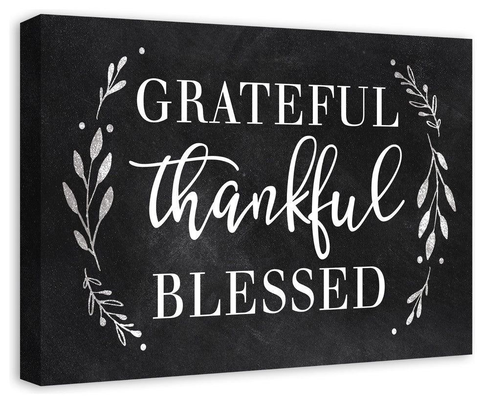 Grateful Thankful Blessed Print on Canvas