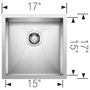 Blanco 515637 Precision Single Basin Stainless Steel Bar Sink 17" - Satin