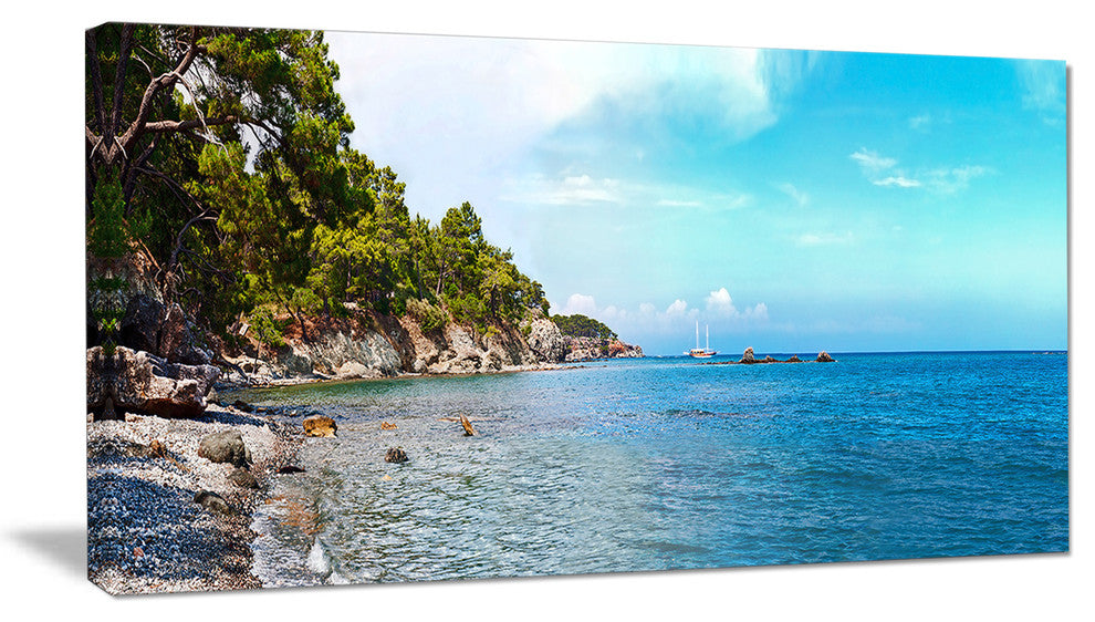 "Wild Blue Beach Panorama View" Seashore Wall Art, 32"x16"