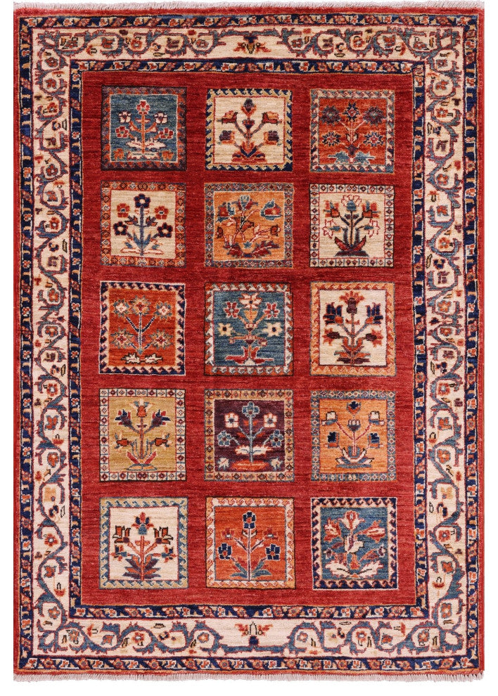 3' 4" X 4' 9" Persian Garden Design Hand-Knotted Rug Q10674