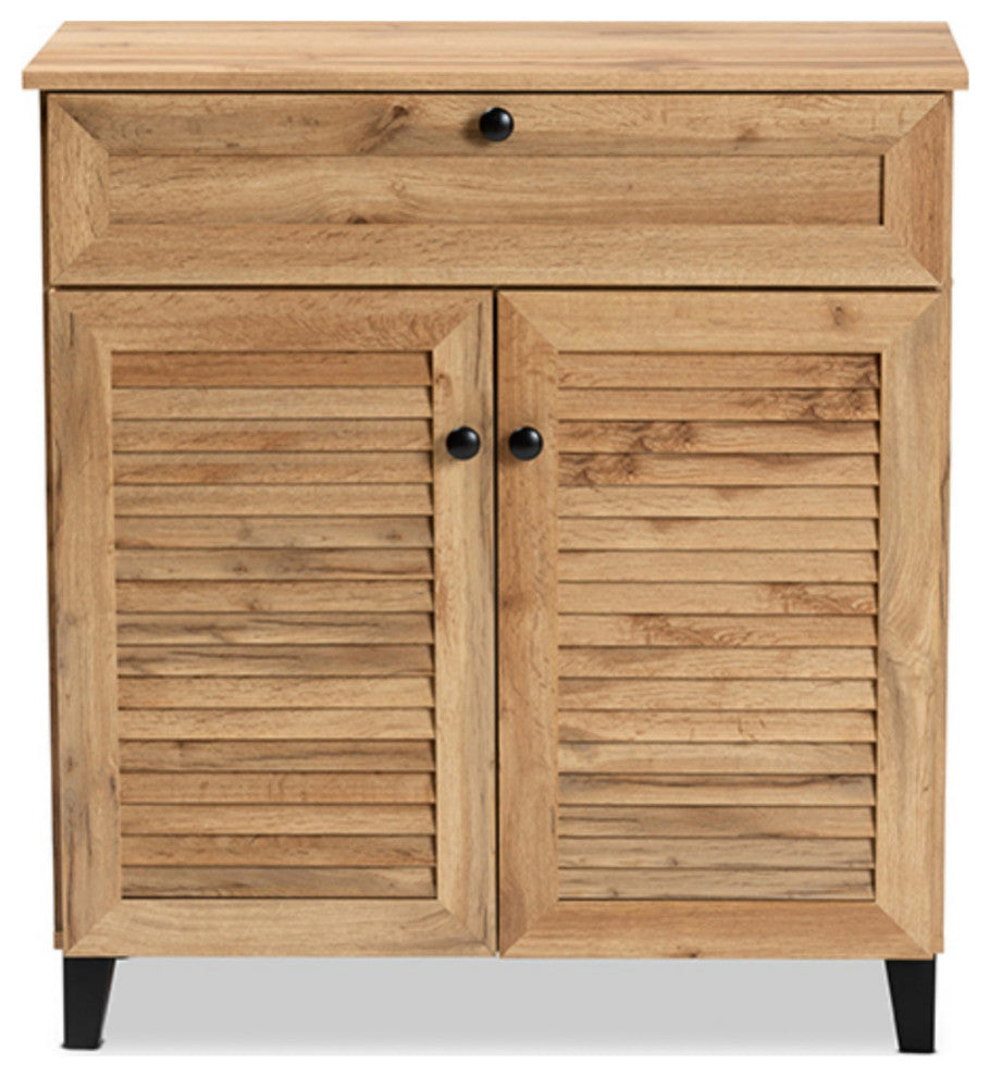 Coolidge Oak Brown Finished Wood 1-Drawer Shoe Storage Cabinet