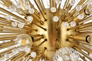 Victor 42" Crystal Starburst Oval Pendant, Gold