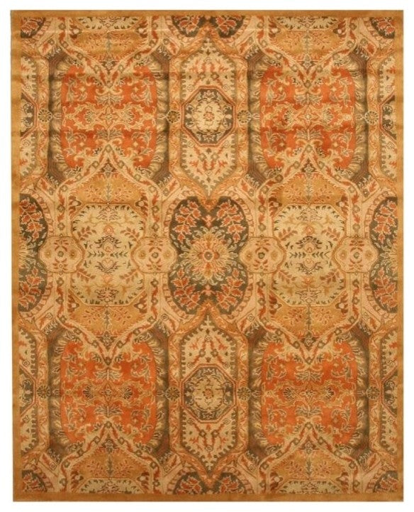 EORC Hand-tufted Wool Gold Transitional Floral Piazza Rug, Square 6'x6'