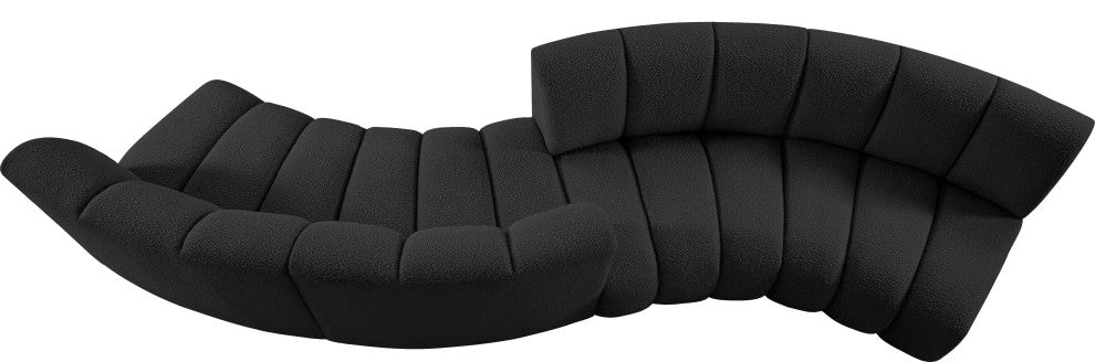 Infinity Boucle Fabric Upholstered 4-Piece S-Shaped Modular Sectional, Black