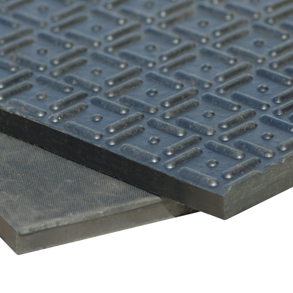 Rubber-Cal Shark Tooth II Heavy-Duty Rubber Mat - Black, 24 x 36 x 0.5 in.