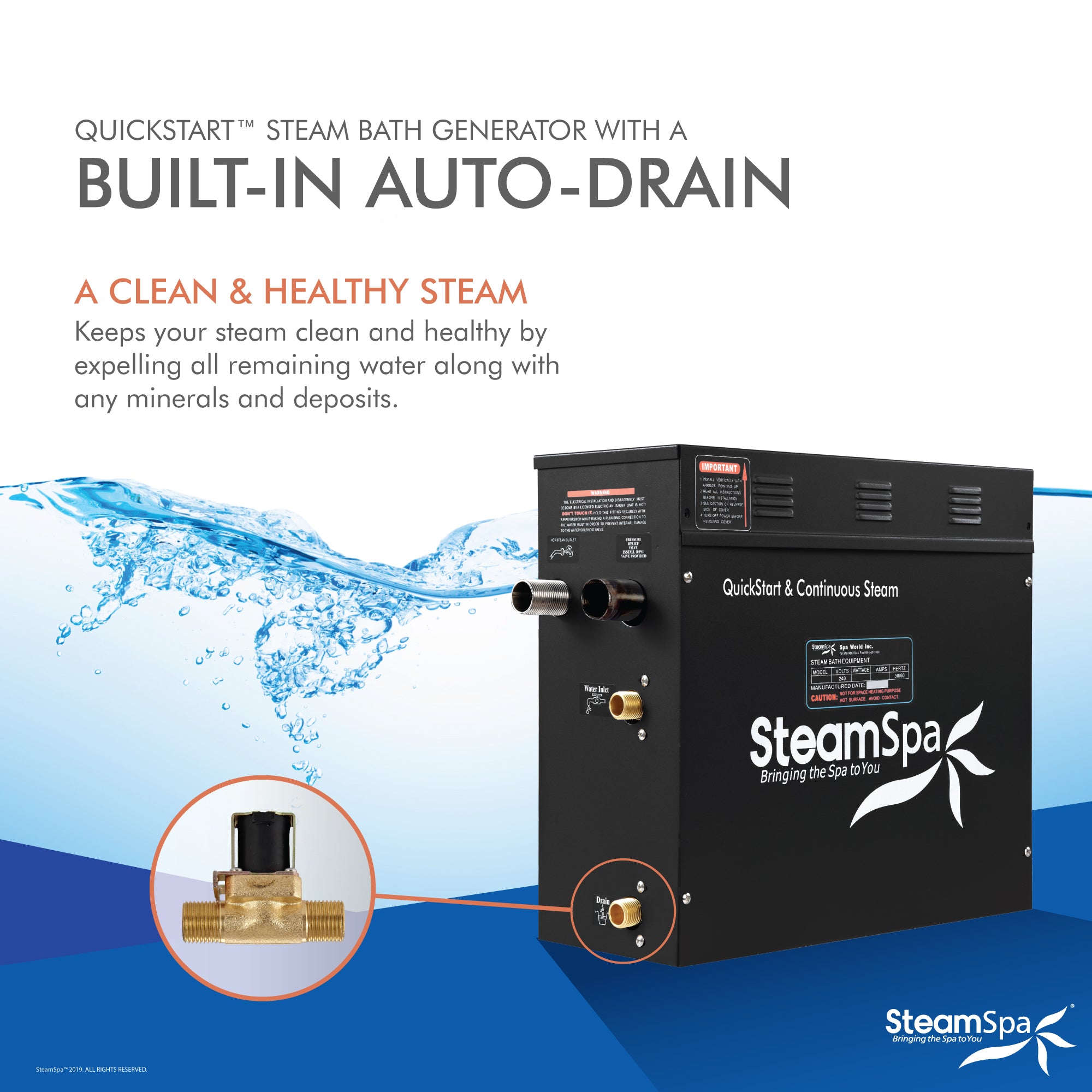 Black Series Wifi/Bluetooth 7.5kW QuickStart Steam Bath Set, Gold