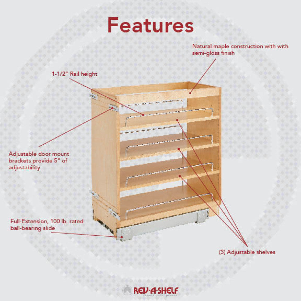 Wood Base Cabinet Pull Out Organizer, 11"