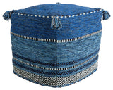 Surya Trenza Dark Blue Pouf 18"H X 18"W X 18"D