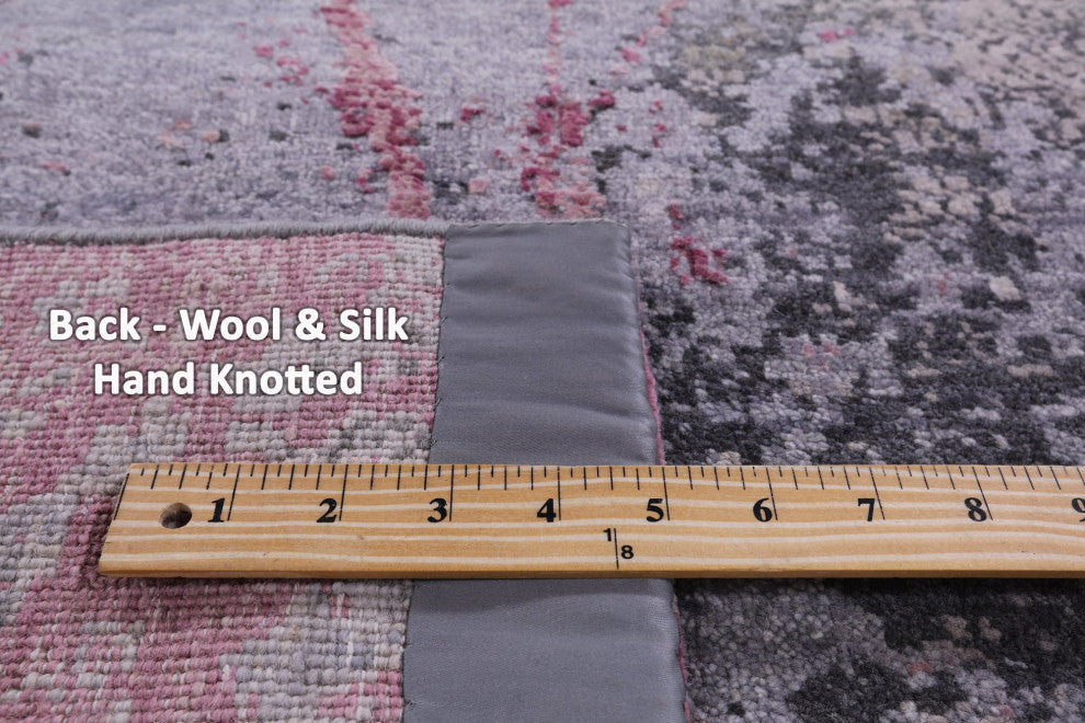 Modern Handmade Wool and Silk Runner Rug 3' 11" X 12' 1" Q9066