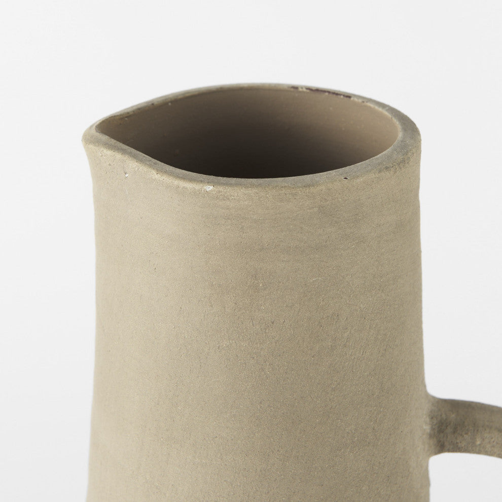 16" Rustic Organic White and Natural Decorative Jug