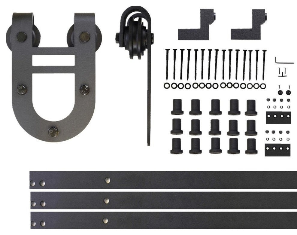Single Sliding Barn Door Hardware Kit, Horseshoe Design