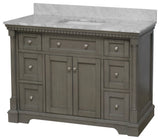 Sydney 48" Bathroom Vanity, Weathered Gray, Carrara Marble
