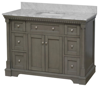 Sydney 48" Bathroom Vanity, Weathered Gray, Carrara Marble