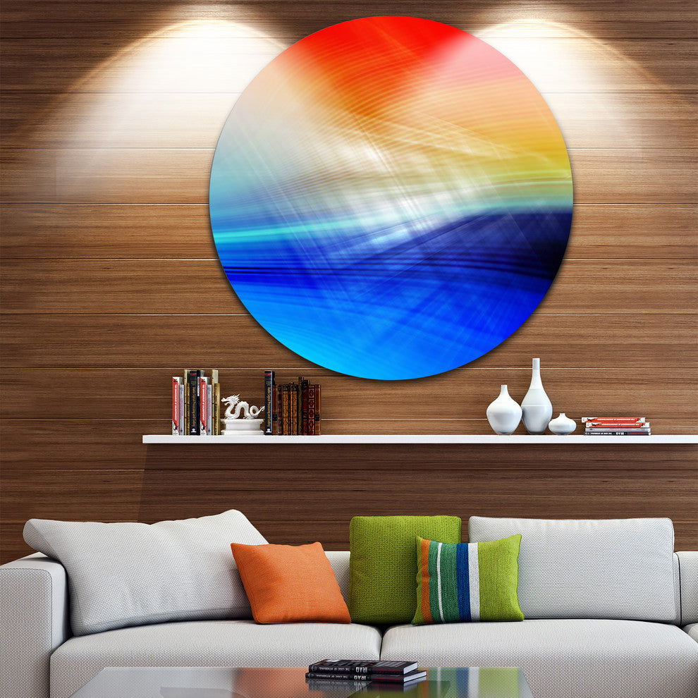 3D Mix Of Red Blue Yellow, Abstract Digital Art Disc Metal Artwork, 11"