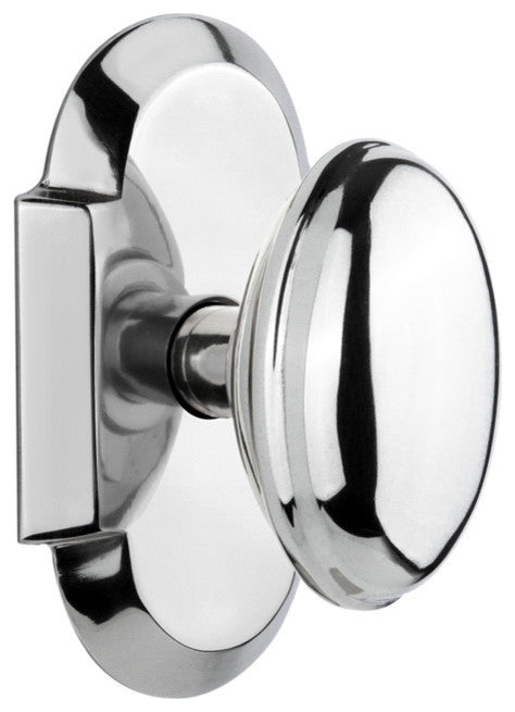 Double Cottage Plate With Homestead Knob, Bright Chrome