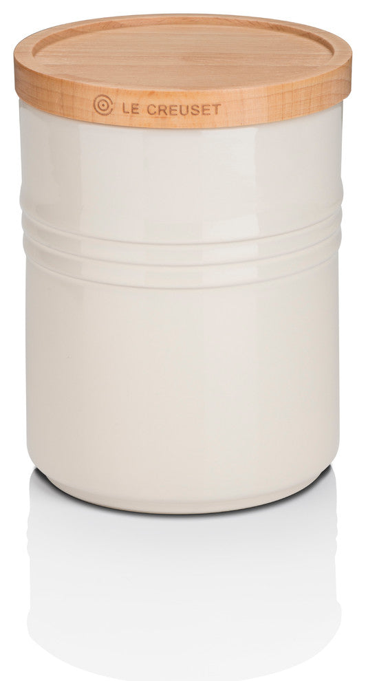 Le Creuset Stoneware Medium Storage Jar With Wooden Lid, Almond