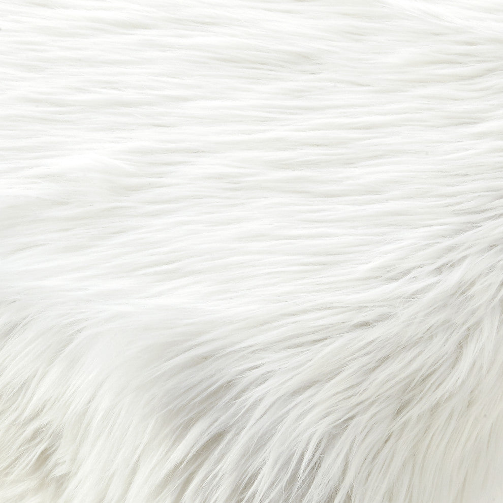 Enzo Faux Fur Acrylic X-Leg Bench, Cream White
