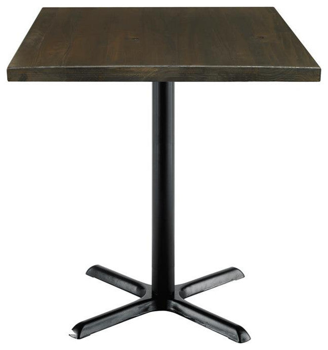KFI Urban Loft 30"W Square Vintage Wood Breakroom Table Espresso Iron X Base