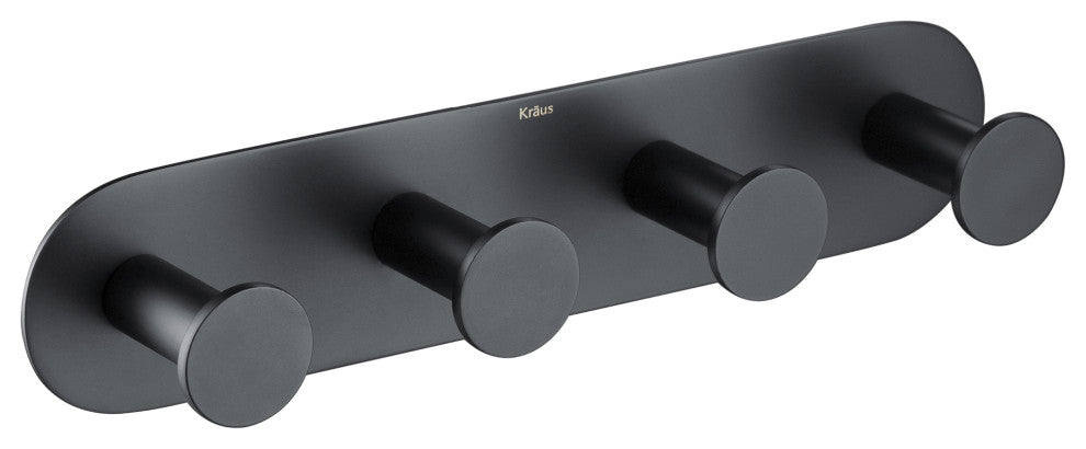 Elie Bathroom Robe and Towel 4-Hooks Rack, Black