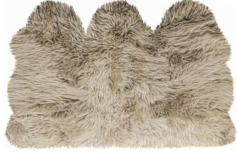 3' X 5' Taupe Natural Sheepskin Area Rug