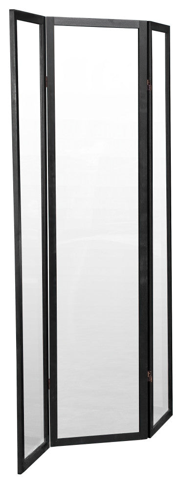 6' Tall Clear Screen Black, 3 Panel
