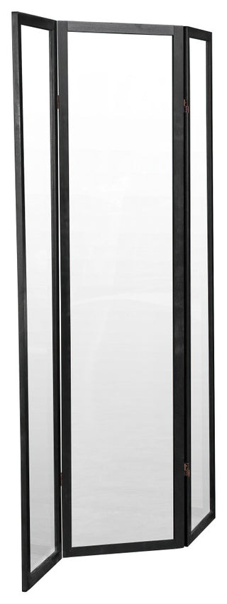 6' Tall Clear Screen Black, 3 Panel
