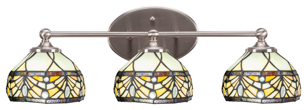 Capri 3-Light Bath Bar, Brushed Nickel/Royal Merlot Art