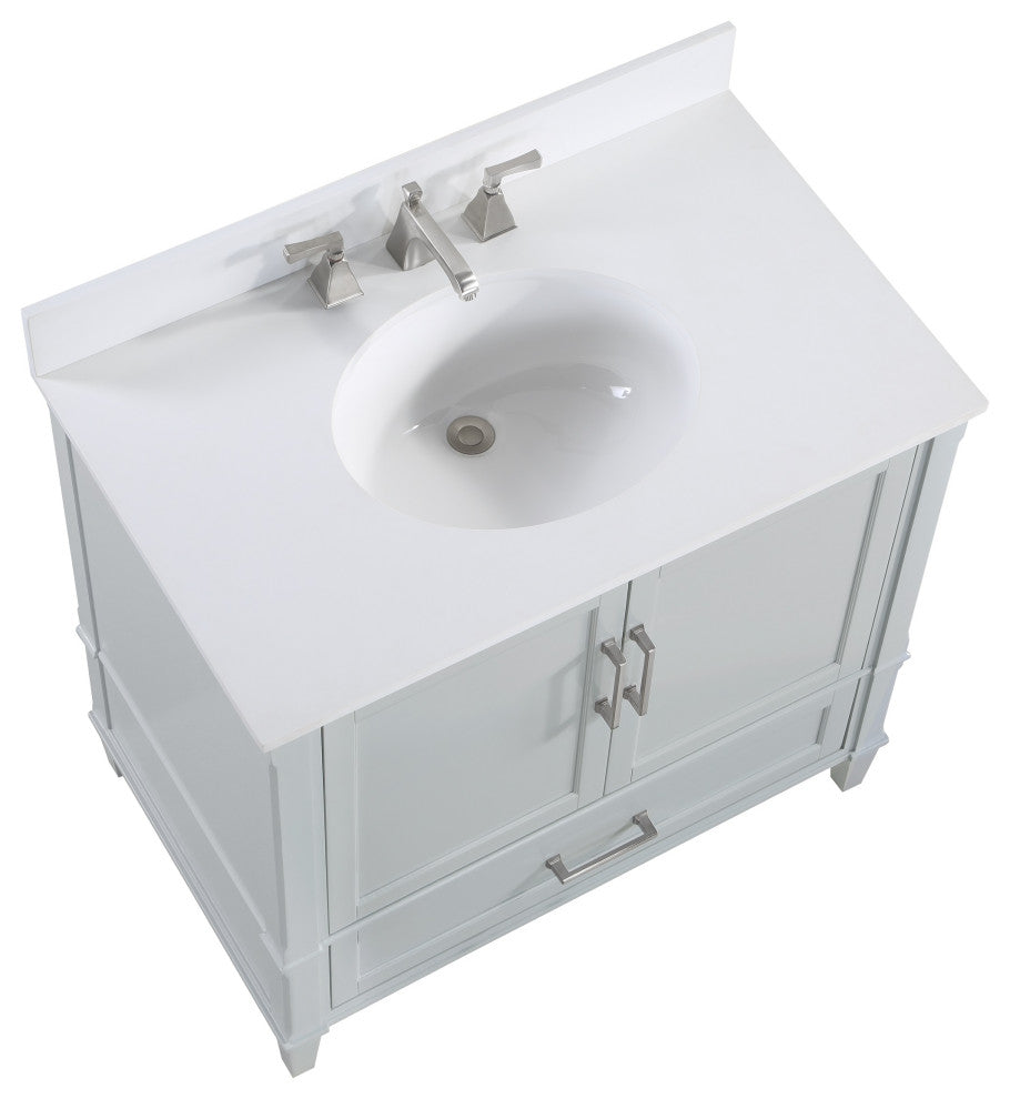 Montauk Bathroom Vanity, Fog Gray With White Quartz, 36"