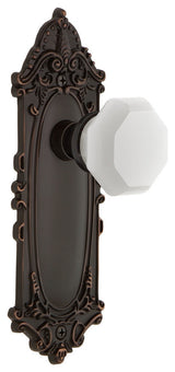 Victorian Plate Double Dummy Waldorf White Milk Glass Knob, Timeless Bronze